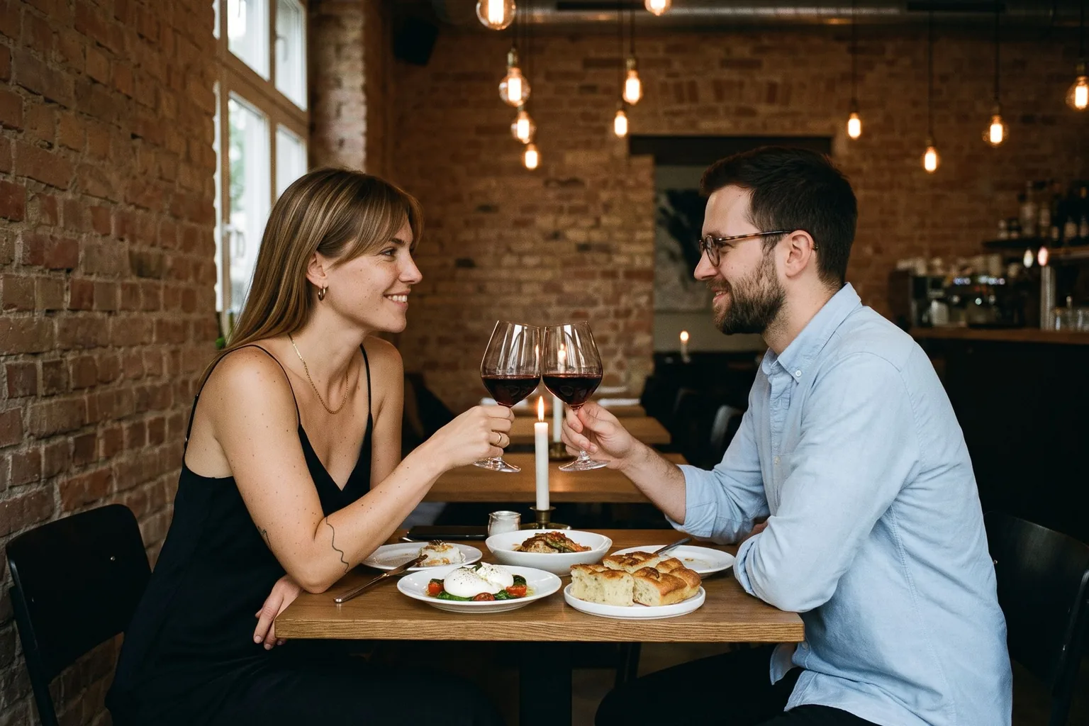 Two men enjoying an evening meal together